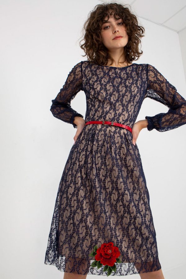 Navy Blue Evening Dress in Evening Dresses with Spandex, Polyester and Viscose