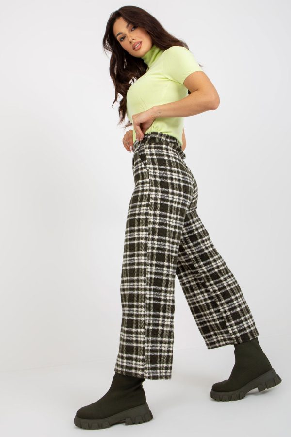 Green Women Trousers in Pants, Trousers, Shorts with Wool