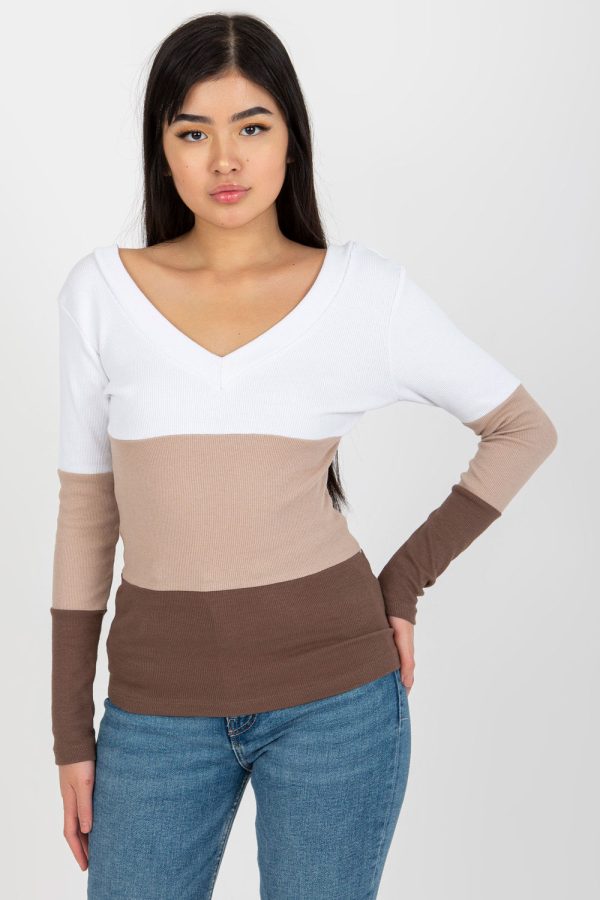 Brown Blouse in Women`s Blouses, Tunics with Cotton and Spandex