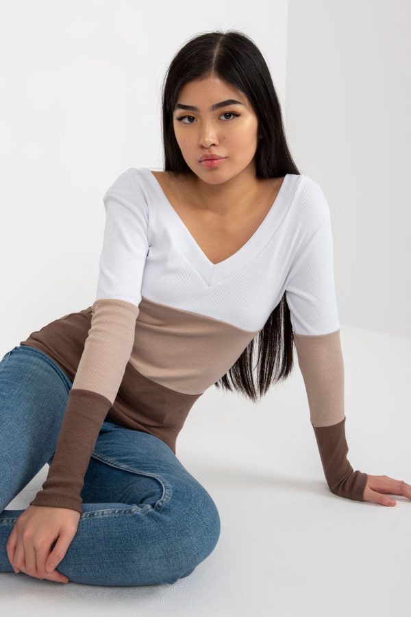 Brown Blouse in Women`s Blouses, Tunics with Cotton and Spandex
