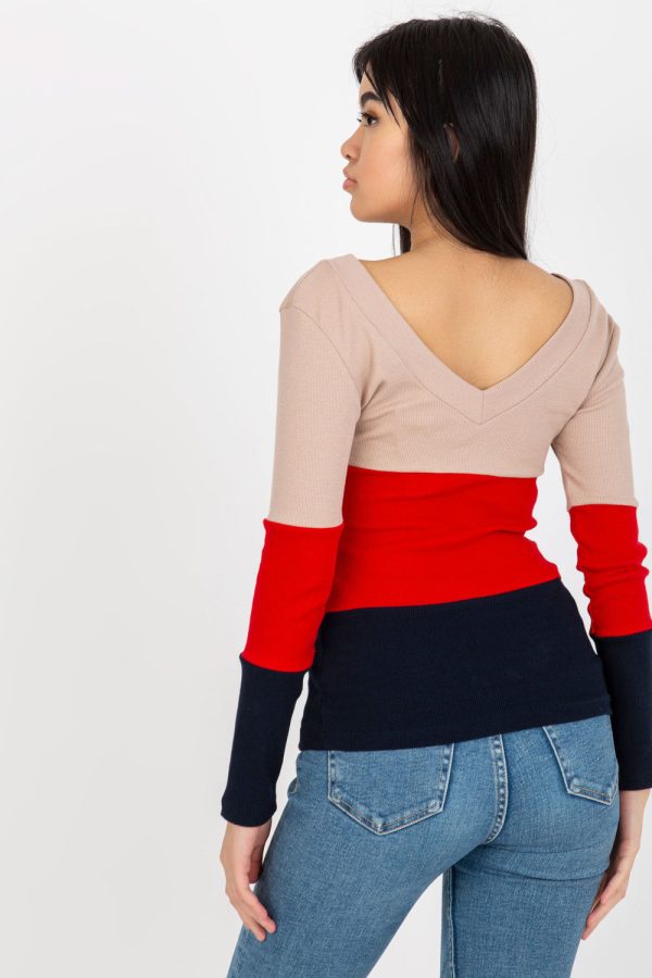 Navy Blue Blouse in Women`s Blouses, Tunics with Cotton and Spandex