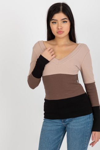 Beige Blouse in Women`s Blouses, Tunics with Cotton and Spandex