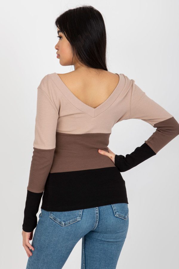 Beige Blouse in Women`s Blouses, Tunics with Cotton and Spandex