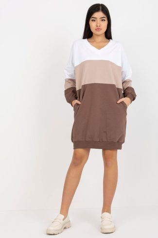 Brown Daydress in Day Dresses with Cotton and Spandex