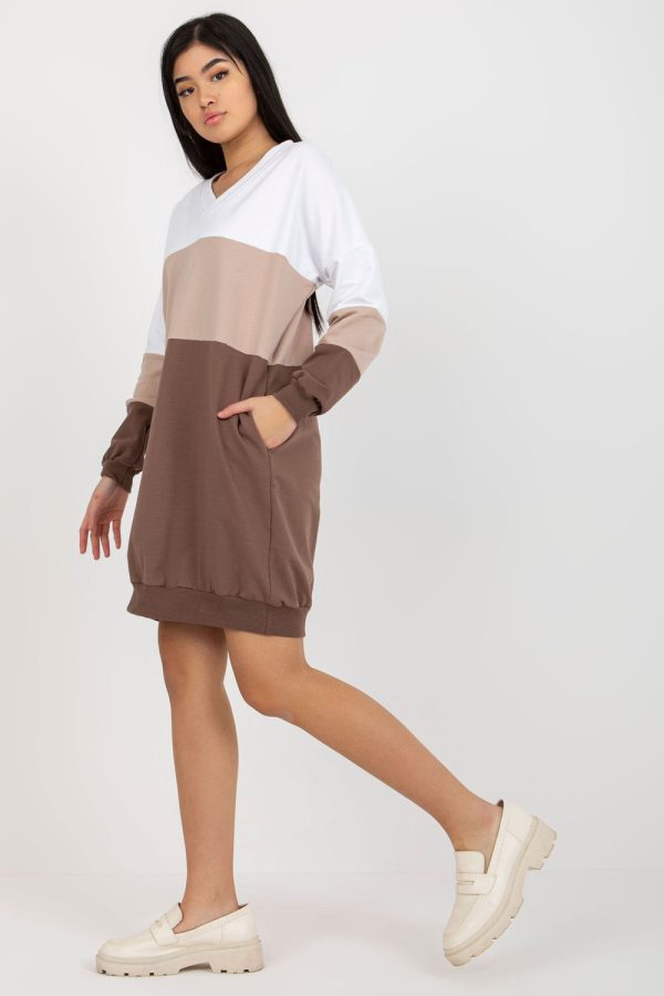 Brown Daydress in Day Dresses with Cotton and Spandex
