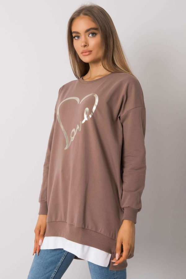 Brown Tunic in Women`s Blouses, Tunics with Cotton and Spandex