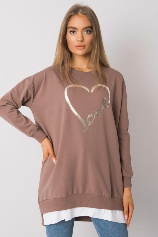 Brown Tunic in Women`s Blouses, Tunics with Cotton and Spandex