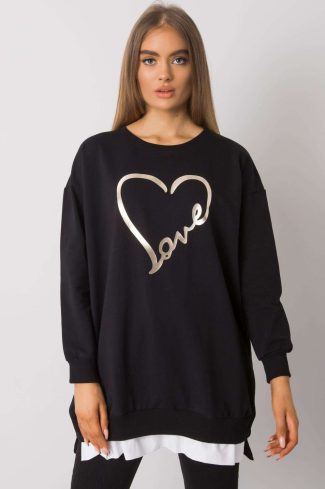Black Tunic in Women`s Blouses, Tunics with Cotton and Spandex