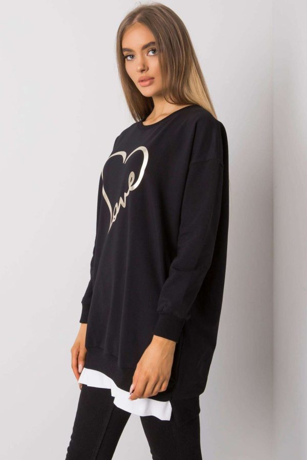 Black Tunic in Women`s Blouses, Tunics with Cotton and Spandex