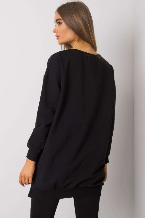 Black Tunic in Women`s Blouses, Tunics with Cotton and Spandex