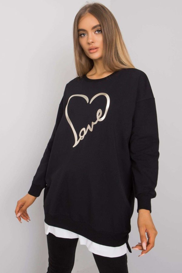 Black Tunic in Women`s Blouses, Tunics with Cotton and Spandex