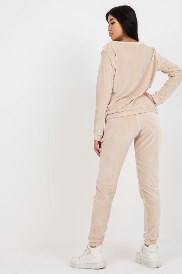 Beige Set in Pants, Trousers, Shorts with Spandex and Viscose