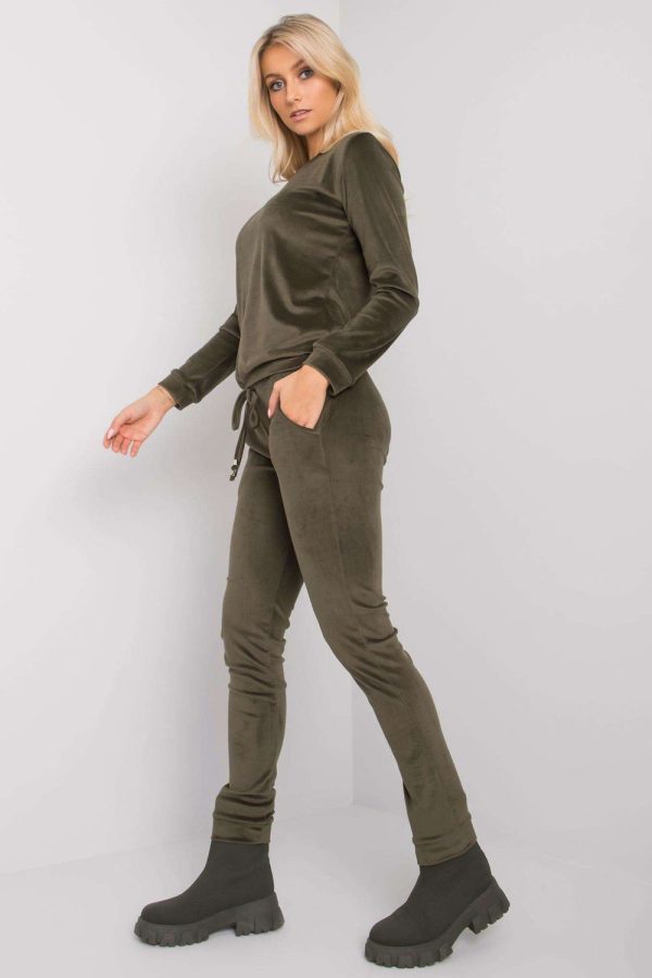 Green Set in Pants, Trousers, Shorts with Spandex and Viscose