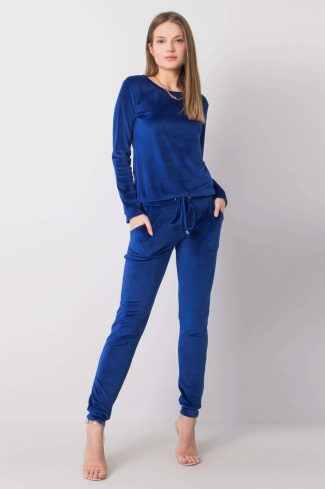 Blue Set in Pants, Trousers, Shorts with Spandex and Viscose