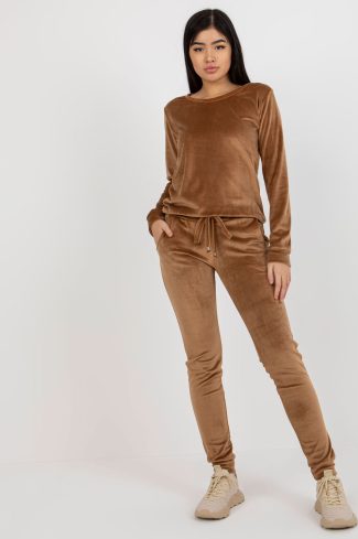 Brown Set in Pants, Trousers, Shorts with Spandex and Viscose