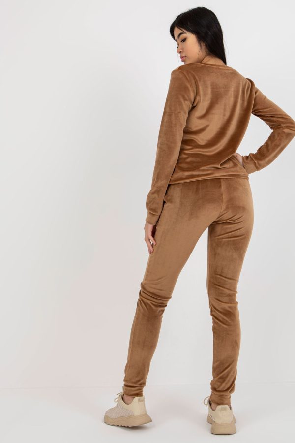 Brown Set in Pants, Trousers, Shorts with Spandex and Viscose