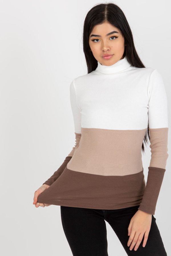 Brown Turtleneck in Sweaters, Pullovers, Jumpers, Turtlenecks, Boleros, Shrugs with Cotton and Spandex