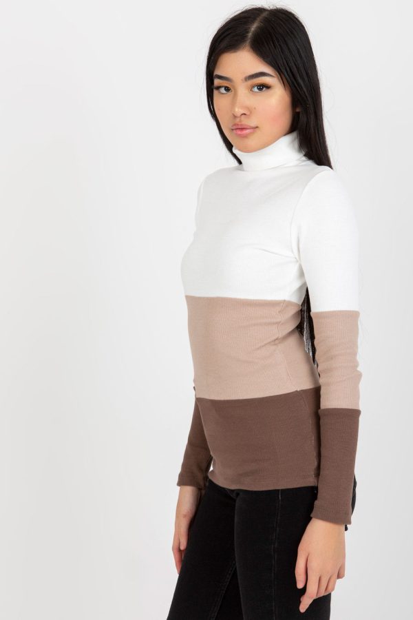 Brown Turtleneck in Sweaters, Pullovers, Jumpers, Turtlenecks, Boleros, Shrugs with Cotton and Spandex