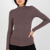 Brown Turtleneck in Sweaters, Pullovers, Jumpers, Turtlenecks, Boleros, Shrugs with Spandex and Viscose