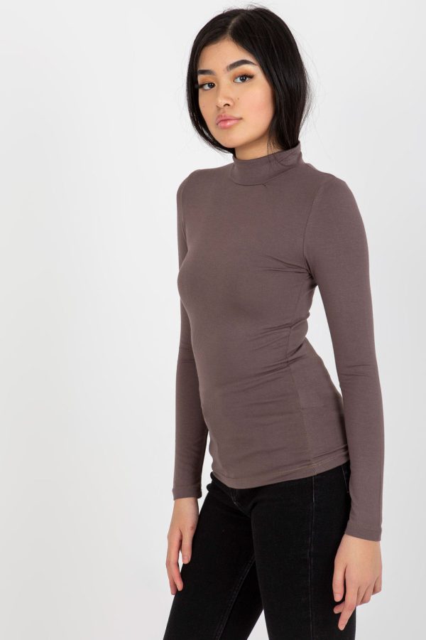 Brown Turtleneck in Sweaters, Pullovers, Jumpers, Turtlenecks, Boleros, Shrugs with Spandex and Viscose