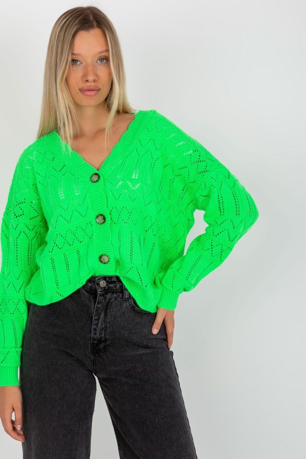 Green Cardigan in Cardigans For Women, Ponchos with Cotton and Spandex