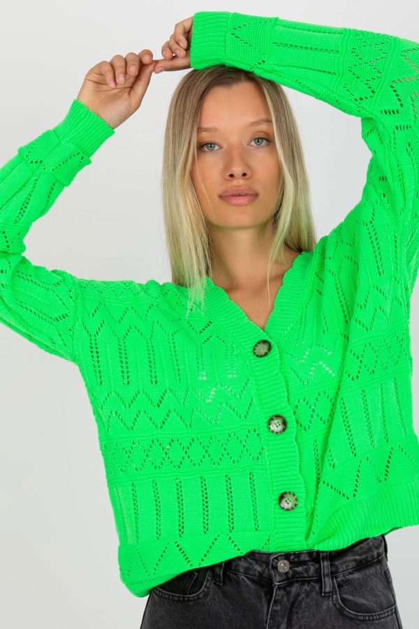 Green Cardigan in Cardigans For Women, Ponchos with Cotton and Spandex