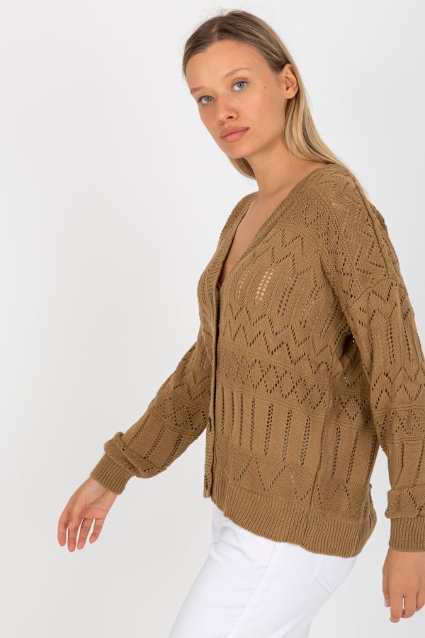 Beige Cardigan in Cardigans For Women, Ponchos with Cotton and Spandex