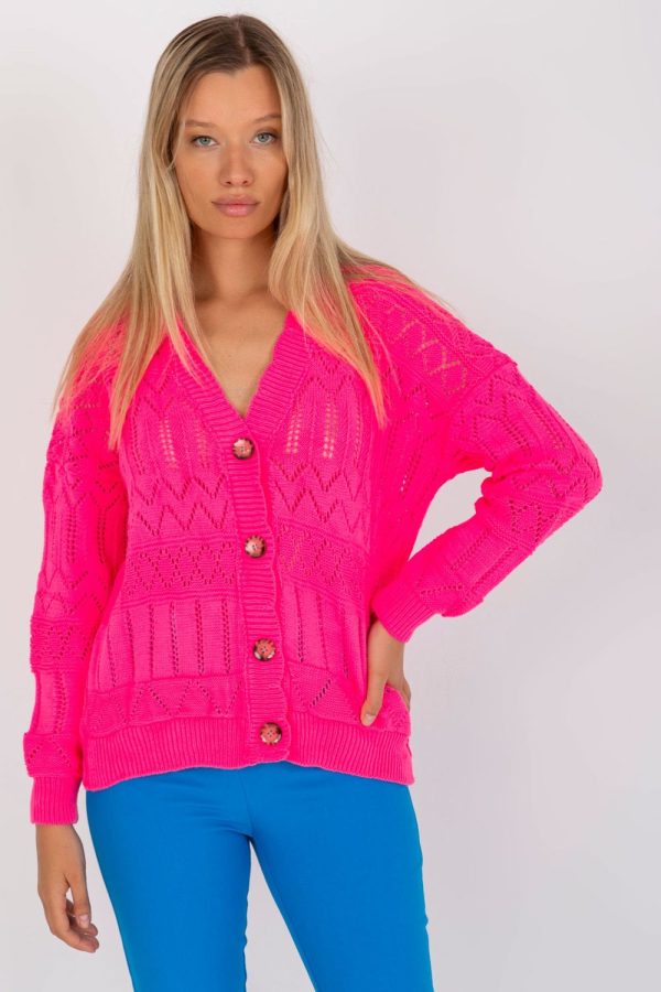 Pink Cardigan in Cardigans For Women, Ponchos with Cotton and Spandex