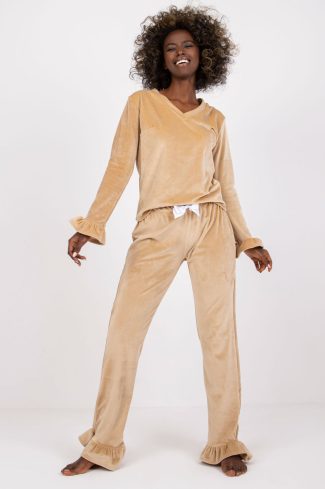 Beige Pyjama in Women`s Pyjamas, Sleepwear Sets with Spandex and Viscose