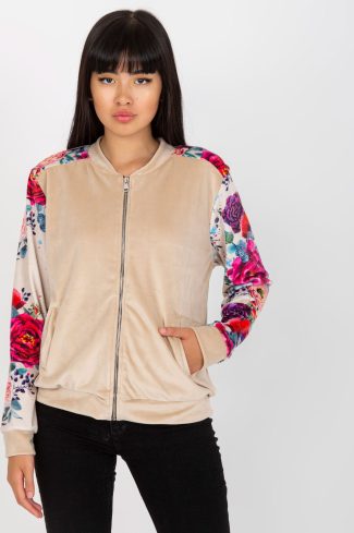Beige Sweatshirt in Sweatshirts For Women with Spandex and Viscose