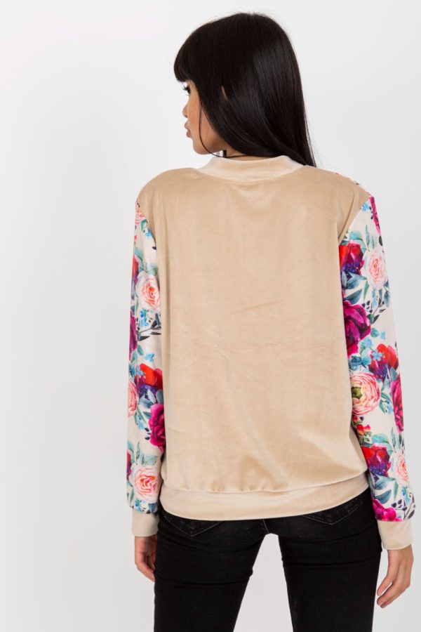 Beige Sweatshirt in Sweatshirts For Women with Spandex and Viscose