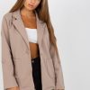 Beige Jacket in Jackets, Vests For Women with Cotton and Spandex