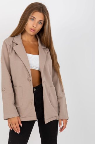 Beige Jacket in Jackets, Vests For Women with Cotton and Spandex