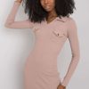 Beige Daydress in Day Dresses with Cotton and Spandex