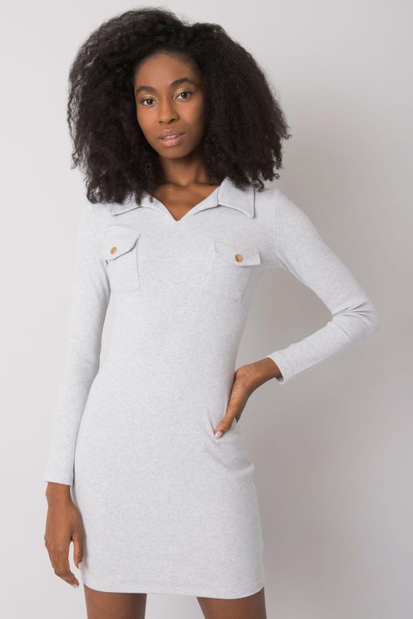 Grey Daydress in Day Dresses with Cotton and Spandex