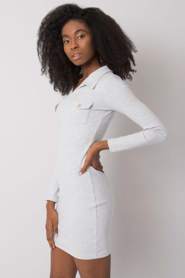 Grey Daydress in Day Dresses with Cotton and Spandex