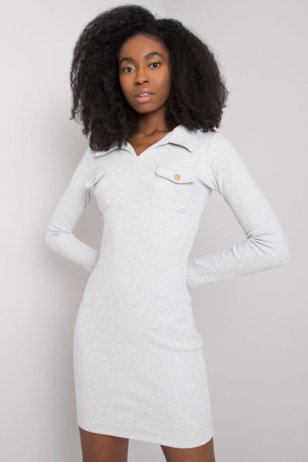Grey Daydress in Day Dresses with Cotton and Spandex