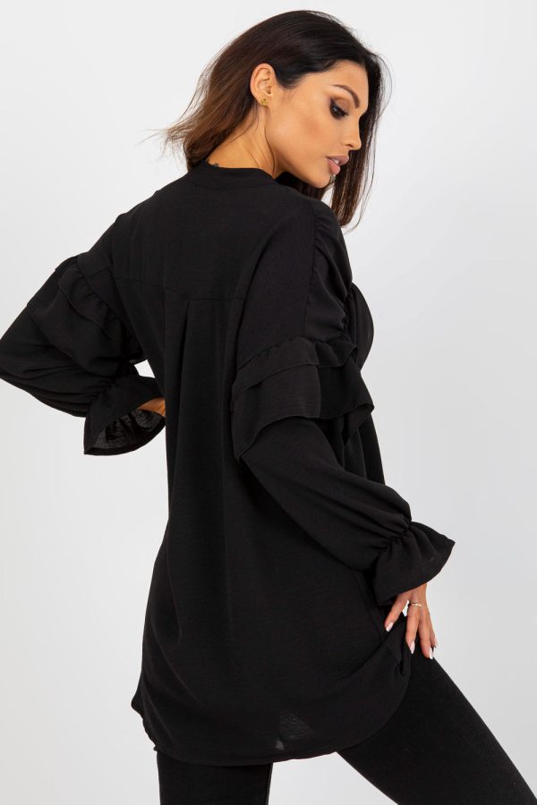 Black Long Sleeve Shirt in Shirts For Women with Polyester