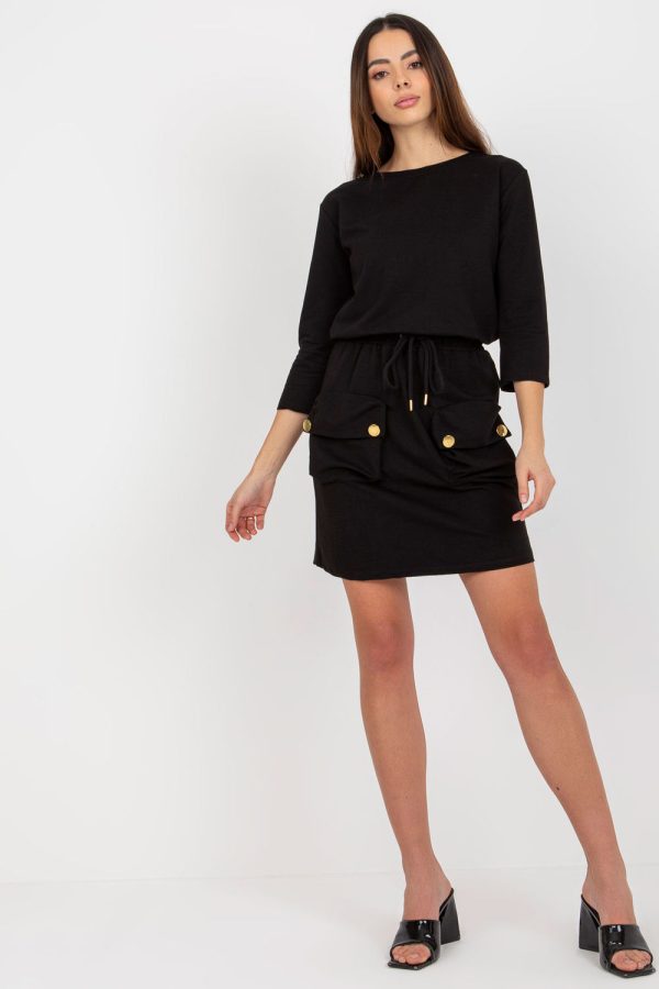 Black Daydress in Day Dresses with Cotton and Spandex