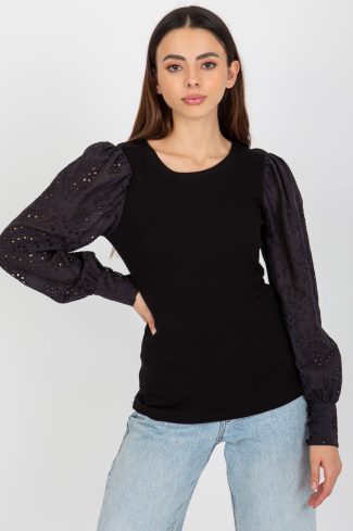 Black Blouse in Women`s Blouses, Tunics with Cotton and Spandex