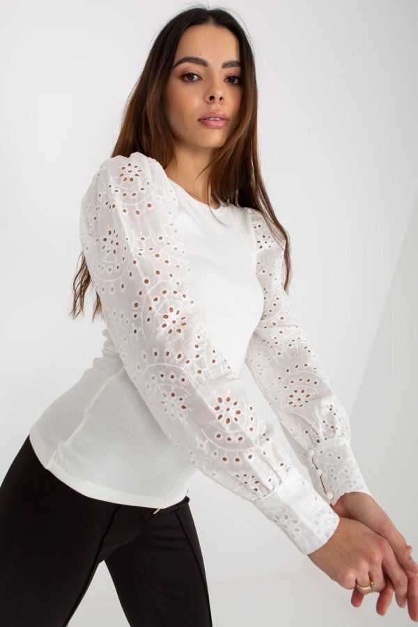 White Blouse in Women`s Blouses, Tunics with Cotton and Spandex