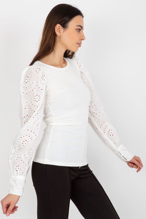 White Blouse in Women`s Blouses, Tunics with Cotton and Spandex