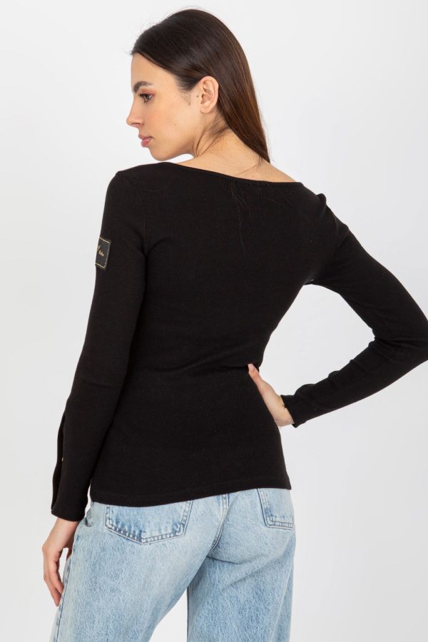 Black Blouse in Women`s Blouses, Tunics with Cotton and Spandex