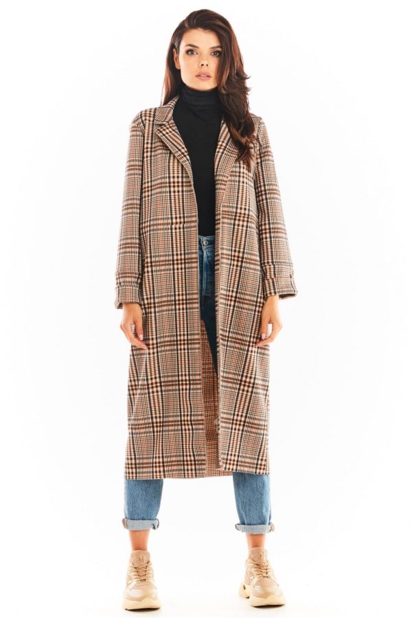Brown Coat in Women`s Coats, Jackets with Spandex and Polyester