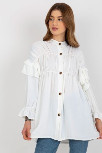 Beige Long Sleeve Shirt in Shirts For Women with Polyester