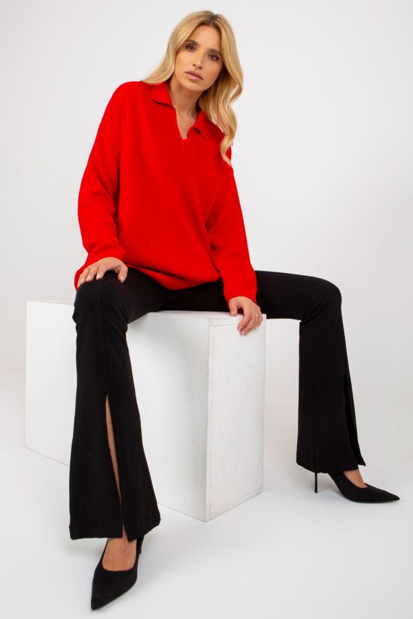 Red Jumper in Sweaters, Pullovers, Jumpers, Turtlenecks, Boleros, Shrugs with Acrylic