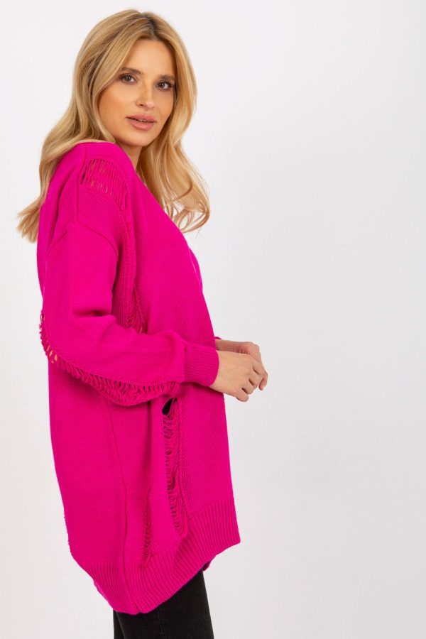 Pink Cardigan in Cardigans For Women, Ponchos with Acrylic and Wool