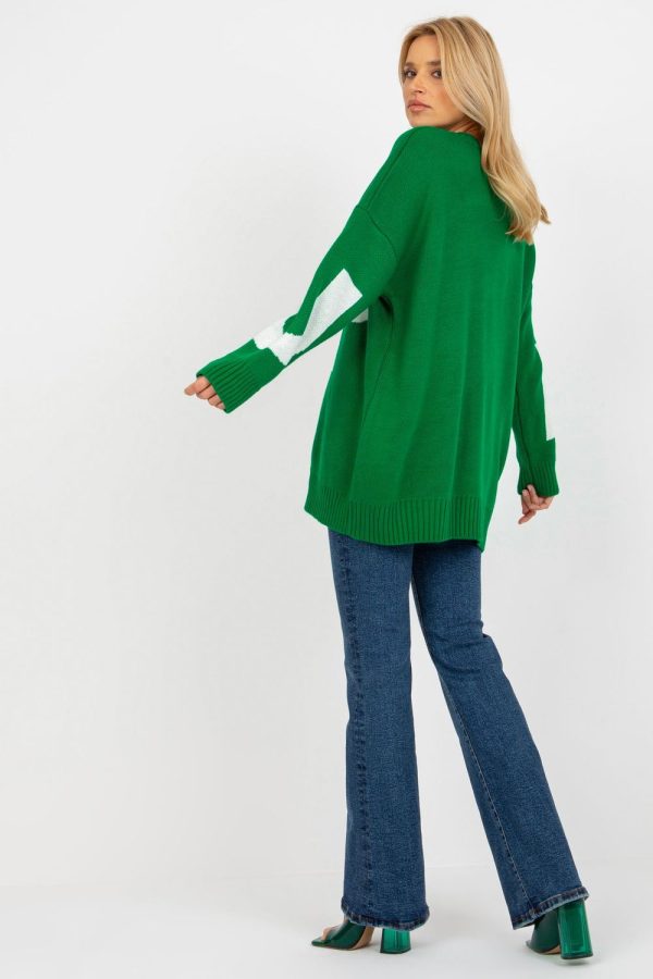 Green Jumper in Sweaters, Pullovers, Jumpers, Turtlenecks, Boleros, Shrugs with Acrylic and Wool