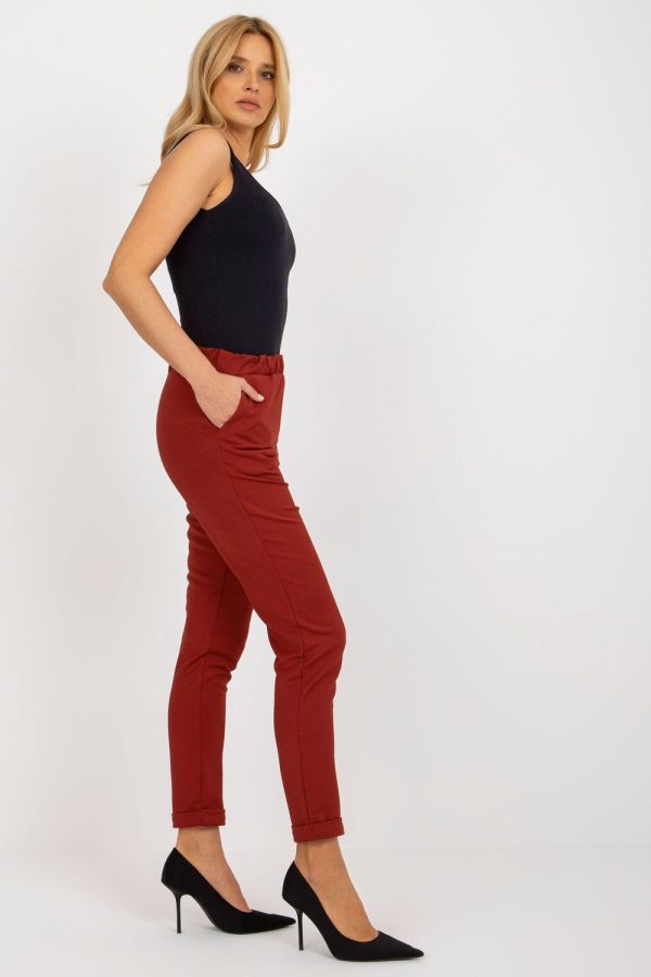 Red Women Trousers in Pants, Trousers, Shorts with Spandex, Polyester and Wool
