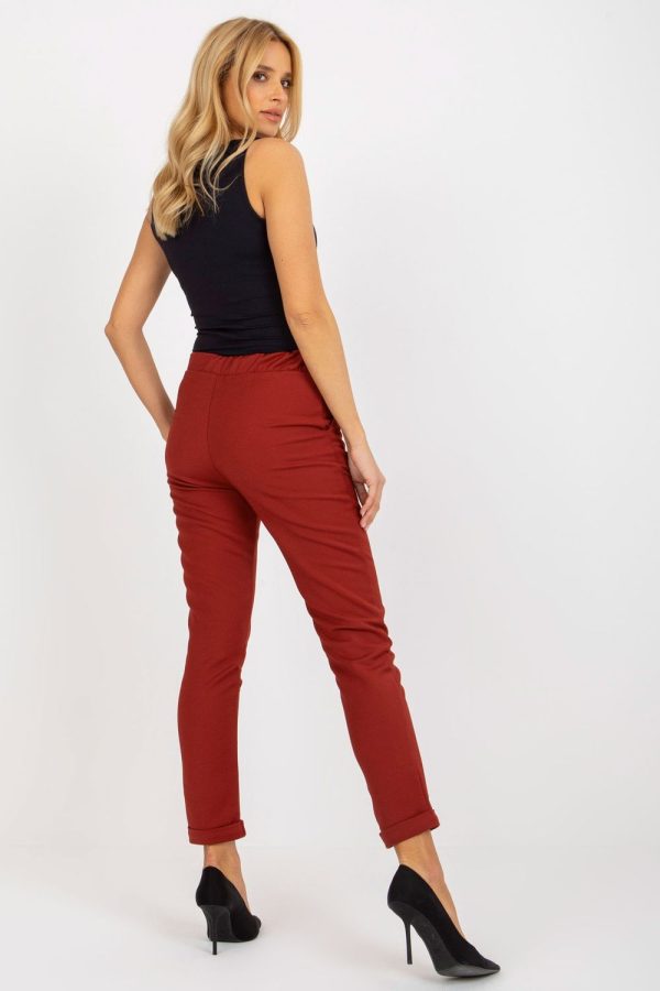 Red Women Trousers in Pants, Trousers, Shorts with Spandex, Polyester and Wool